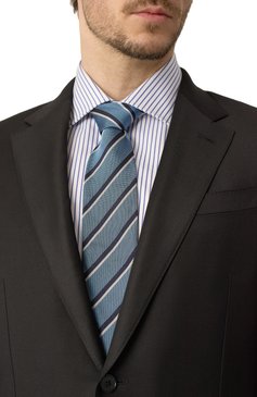 Мужской шелковый галстук ZEGNA тёмно-голубого цвета, арт. 1P8/Z8D06TA8 | Фото 2 (Материал: Текстиль, Шелк; Нос: Не проставлено; Принт: С принтом)