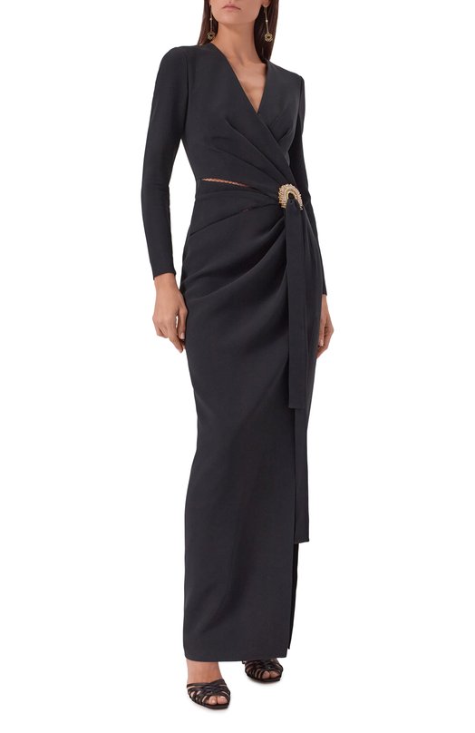 Платье из шелка и вискозы Elie Saab D0778AP25/CD003 Чёрный  D0778AP25/CD003 Фото 3