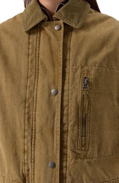 Женская хлопковая куртка ISABEL MARANT ETOILE светло-коричневого цвета, арт. 25PVE0448FA/C1G01E | Фото 5 (Длина (верхняя одежда): До середины бедра; Рукава: Длинные; Материал сплава: Проставлено; Драгоценные камни: Проставлено; Материал подклада: Синтетический материал; Стили: Кэжуэл; Кросс-КТ: Куртка, Легкие; Материал внешний: Хлопок)