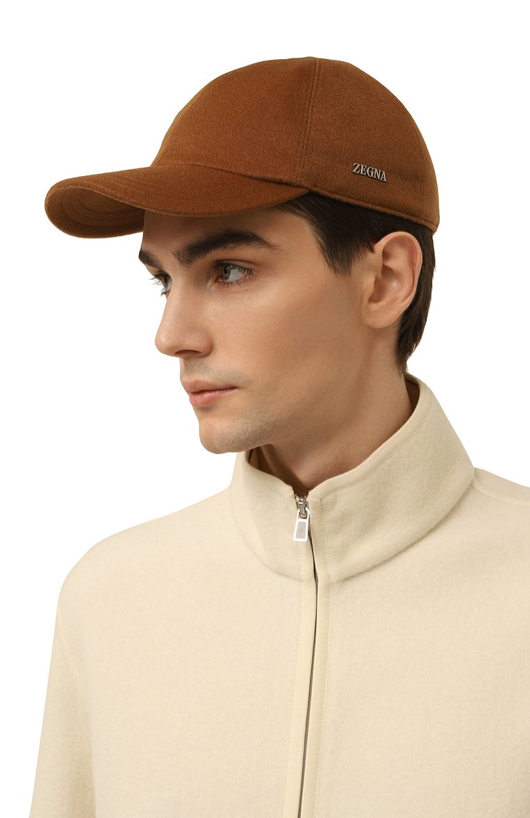 Мужская кашемировая бейсболка ZEGNA коричневого цвета, арт. B4B-E8I09H | Фото 2 (Материал: Текстиль, Шерсть, Кашемир; Нос: Не проставлено; Материал сплава: Проставлено)