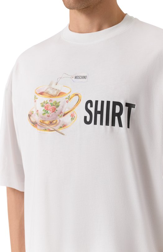 Хлопковая футболка Moschino V0706/5241 Белый  V0706/5241 Фото 5