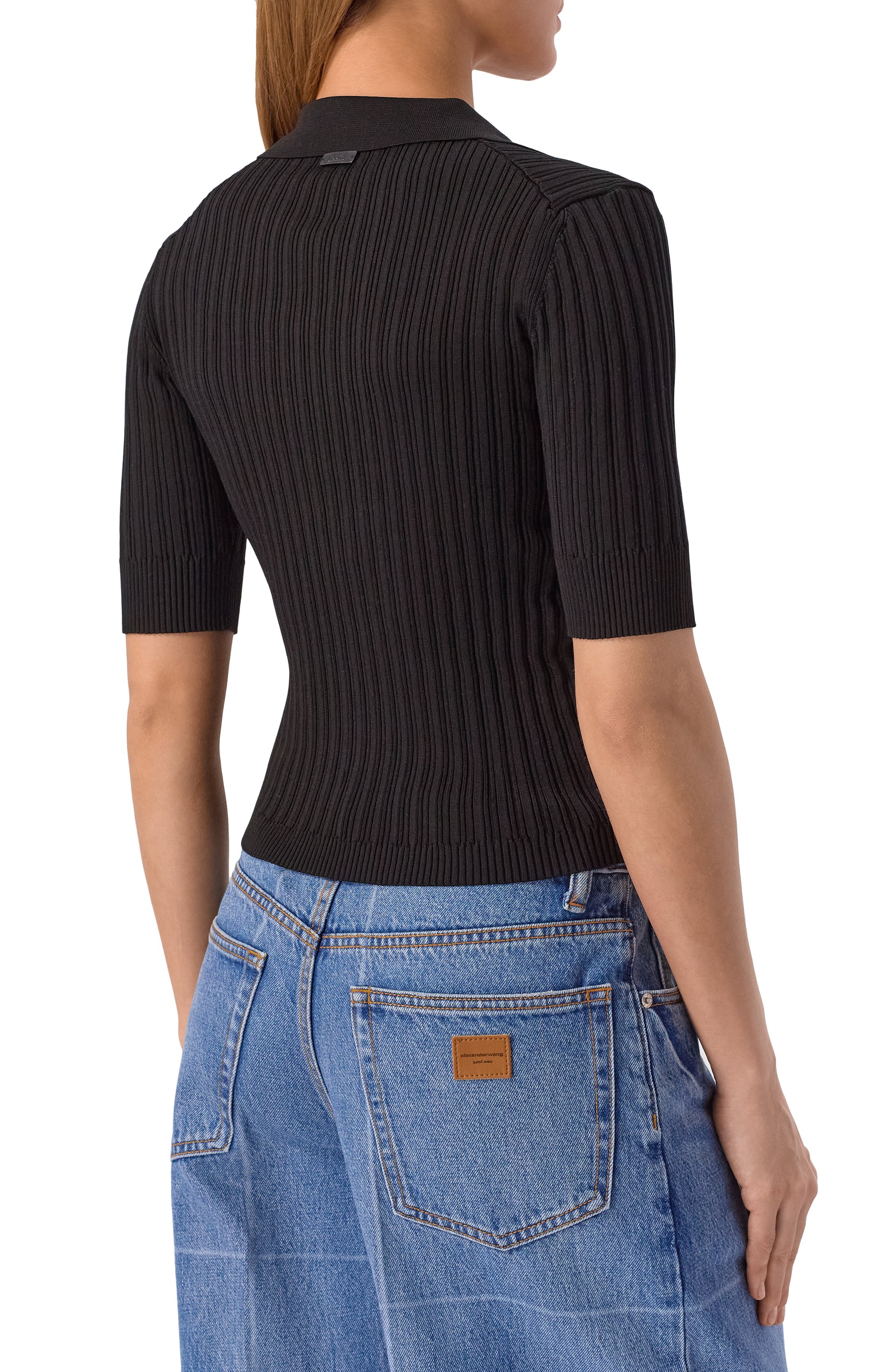 Поло из вискозы и хлопка JUUN.J черного цвета по цене 43550 руб., арт. JW5851W04, фото 4 Поло из вискозы и хлопка JUUN.J, арт. JW5851W04, фото 4