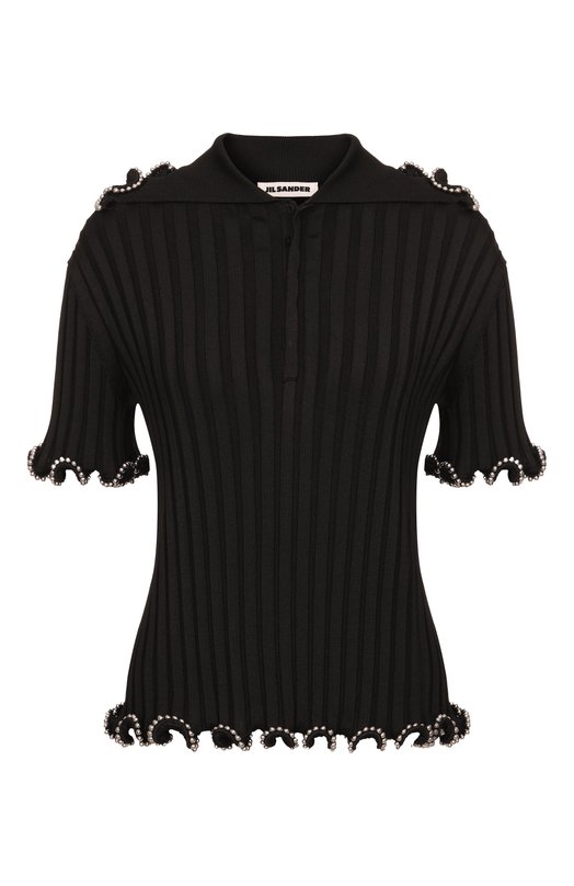 Поло из вискозы Jil Sander J03GL0107/J18346 Чёрный J03GL0107/J18346