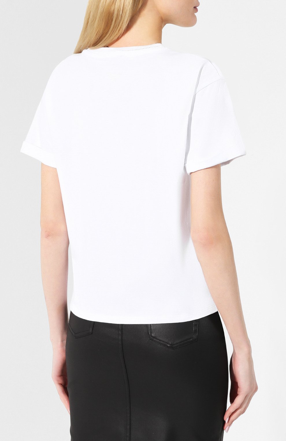 Хлопковая футболка EMPORIO ARMANI белого цвета по цене 11450 руб., арт. 3G2T84/2JQAZ, фото 4 Хлопковая футболка EMPORIO ARMANI, арт. 3G2T84/2JQAZ, фото 4