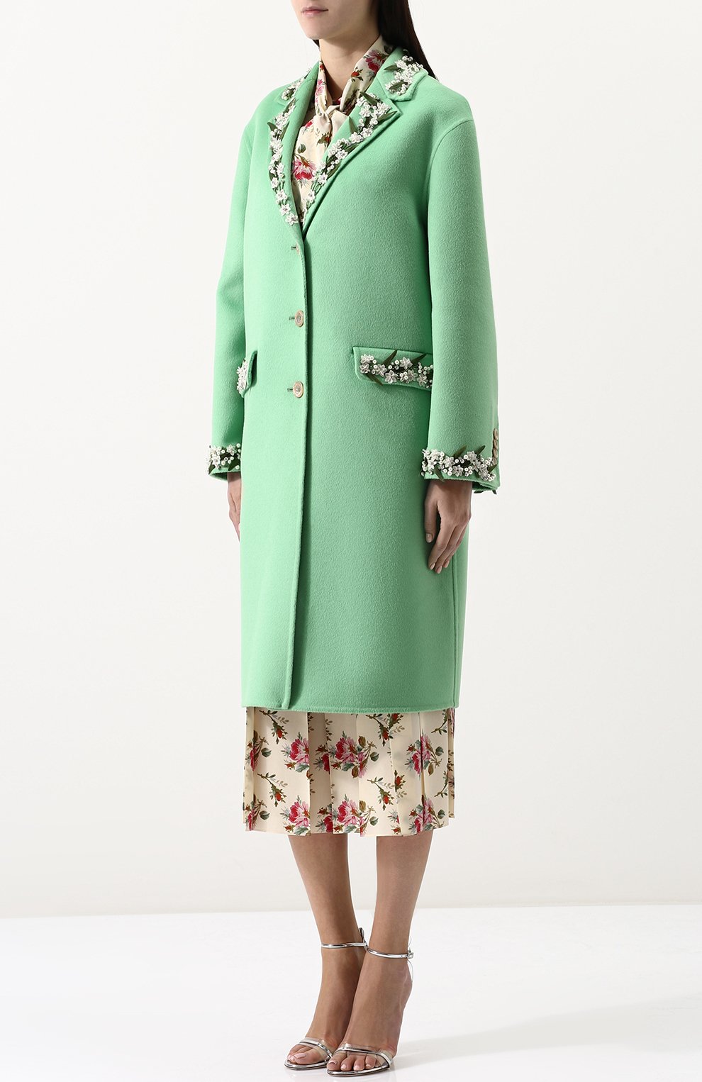 Шерстяное пальто свободного кроя с декоративной отделкой GUCCI, арт. 495133/ZKZ37, фото 3