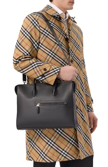 Мужская портфель SANTONI черного цвета, арт. UFBGA2715EN-AVGP | Фото 2 (Материал: Натуральная кожа; Размер: large; Драгоценные камни: Проставлено; Материал сплава: Проставлено; Ремень/цепочка: На ремешке)
