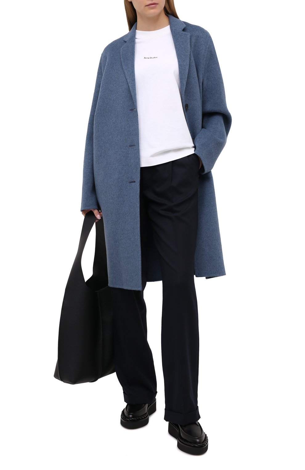 Шерстяное пальто ACNE STUDIOS голубого цвета по цене 99850 руб., арт. A90281, фото 2 Шерстяное пальто ACNE STUDIOS, арт. A90281, фото 2
