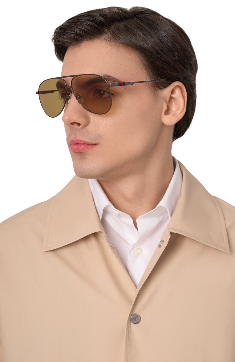 Женские солнцезащитные очки GUCCI желтого цвета, арт. GG1677S 003 | Фото 2 (Тип очков: С/з; Материал: Металл; Кросс-КТ: С/з-унисекс; Очки форма: Авиаторы; Оптика Гендер: оптика-унисекс)