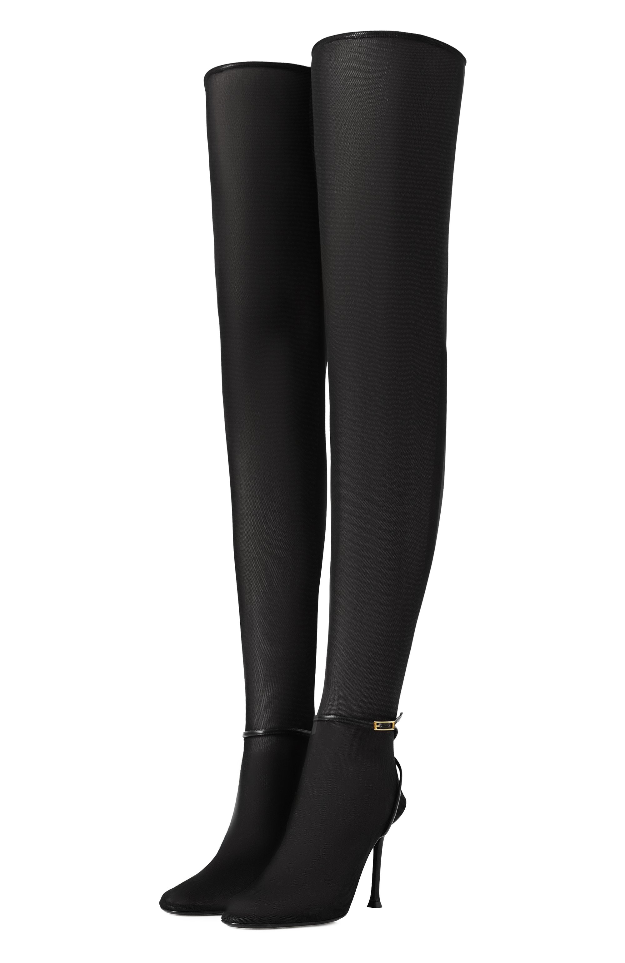 Текстильные ботфорты ALEVI MILANO черного цвета по цене 92400 руб., арт. L25S9001.R.0116997, фото 1 Текстильные ботфорты ALEVI MILANO, арт. L25S9001.R.0116997, фото 1