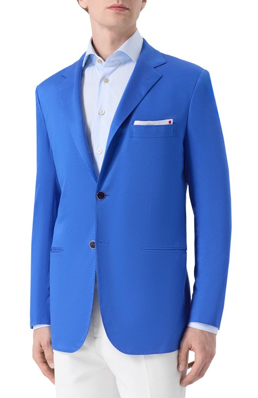 Хлопковый пиджак Kiton UG81H07715 Синий  UG81H07715 Фото 4