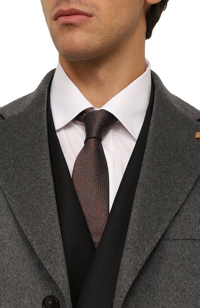Шелковый галстук CANALI коричневого цвета по цене 17600 руб., арт. 18/HJ03770, фото 2 Шелковый галстук CANALI, арт. 18/HJ03770, фото 2