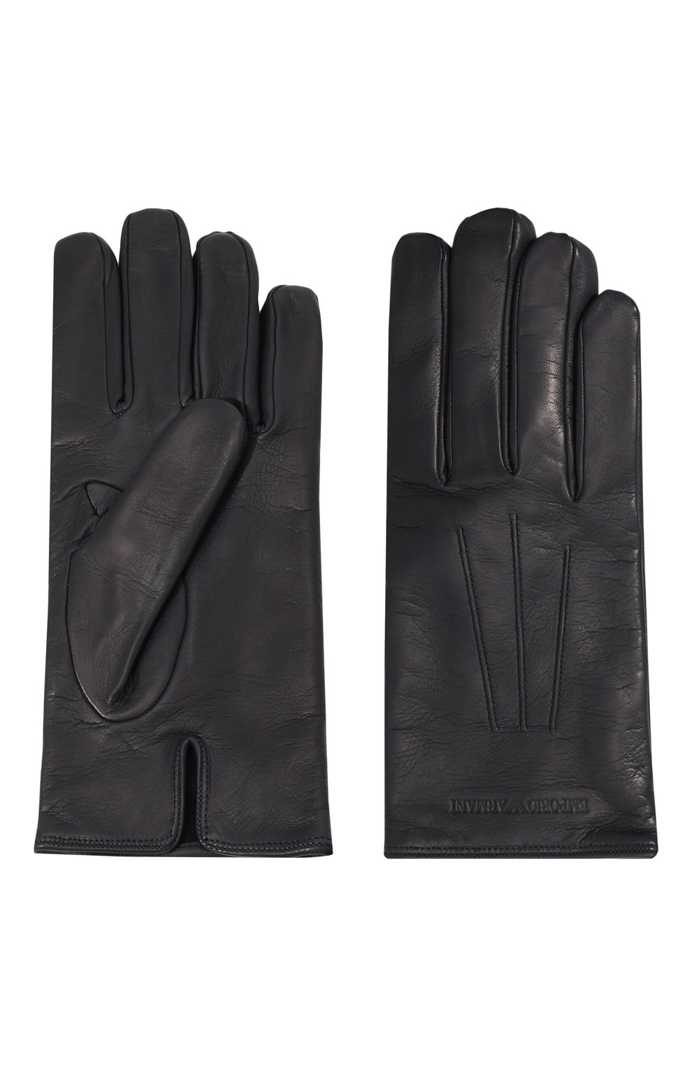Кожаные перчатки EMPORIO ARMANI темно-синего цвета по цене 18600 руб., арт. 624139/CC203, фото 2 Кожаные перчатки EMPORIO ARMANI, арт. 624139/CC203, фото 2
