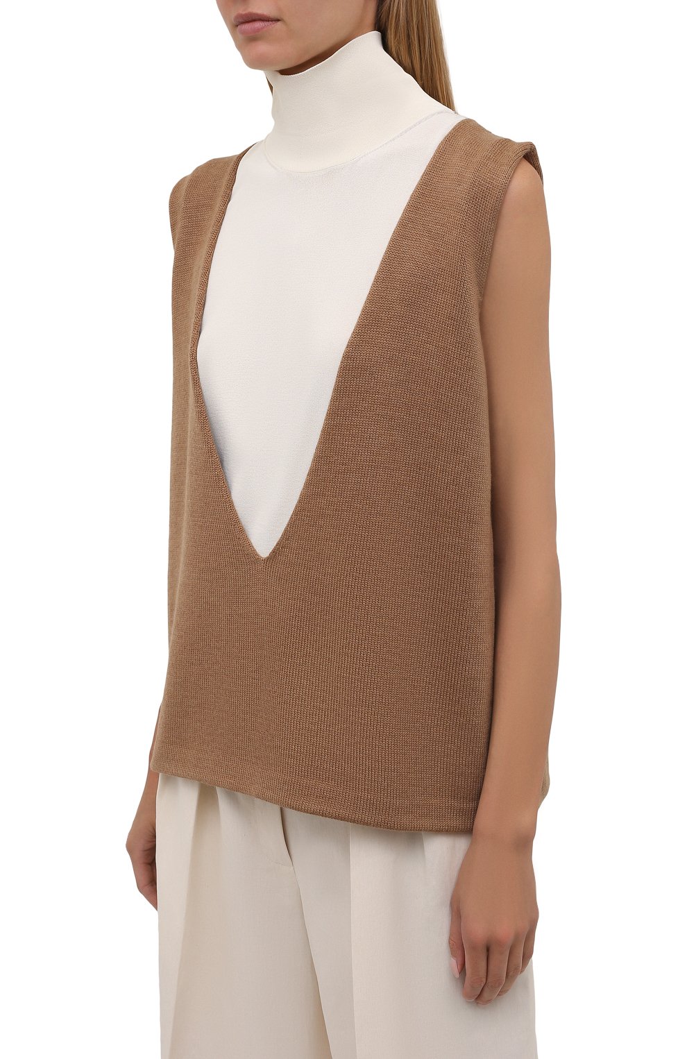Пуловер JIL SANDER бежевого цвета по цене 76450 руб., арт. JSPT751060-WTY21388, фото 3 Пуловер JIL SANDER, арт. JSPT751060-WTY21388, фото 3