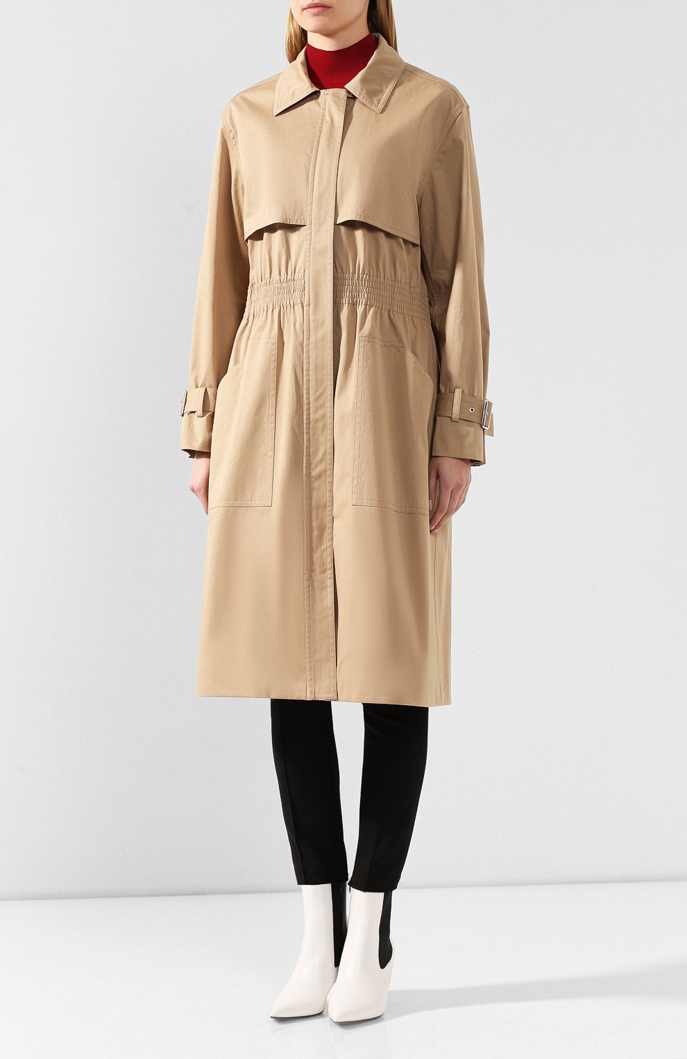 Хлопковый плащ VICTORIA BECKHAM бежевого цвета по цене 121500 руб., арт. CT SLM 81000A, фото 3 Хлопковый плащ VICTORIA BECKHAM, арт. CT SLM 81000A, фото 3