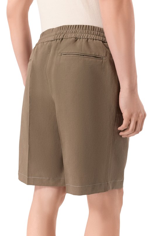 Шорты изо льна и хлопка Brioni RP3G0L/PA106 Бежевый  RP3G0L/PA106 Фото 4