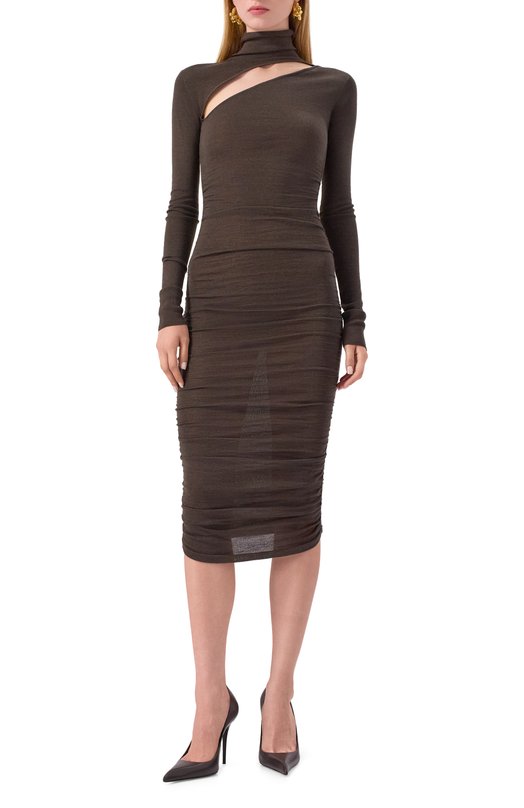 Платье из шерсти и шелка Jacob Lee WCD2071AW25KI Коричневый  WCD2071AW25KI Фото 3