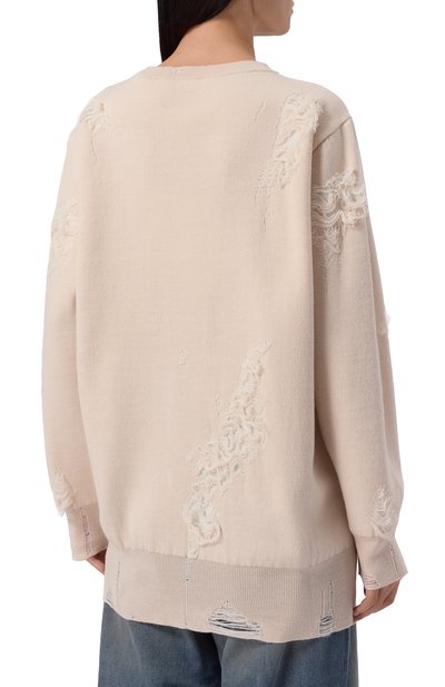 Пуловер MM6 кремового цвета по цене 99050 руб., арт. S52HL0046/M13131, фото 4 Пуловер MM6, арт. S52HL0046/M13131, фото 4