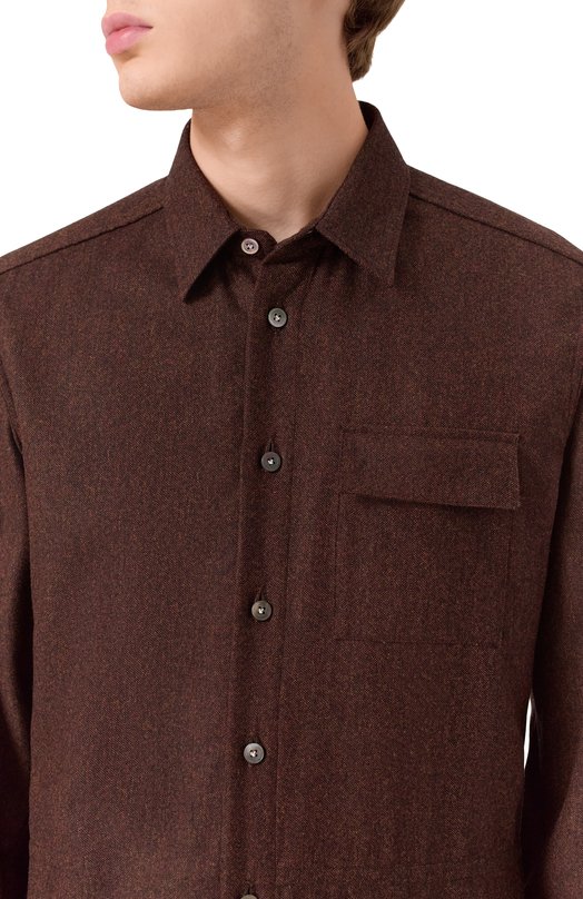 Шерстяная рубашка Kiton UMCBUBAK0167G05 Коричневый  UMCBUBAK0167G05 Фото 5