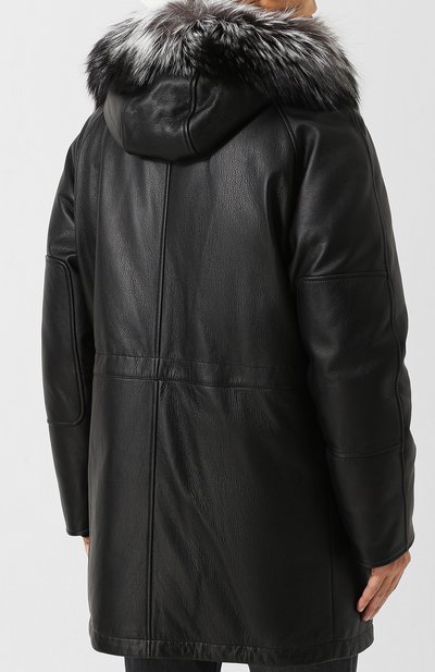 Кожаный пуховик с отделкой из нутрии и лисы BRIONI, арт. PUD40L/07714, фото 4