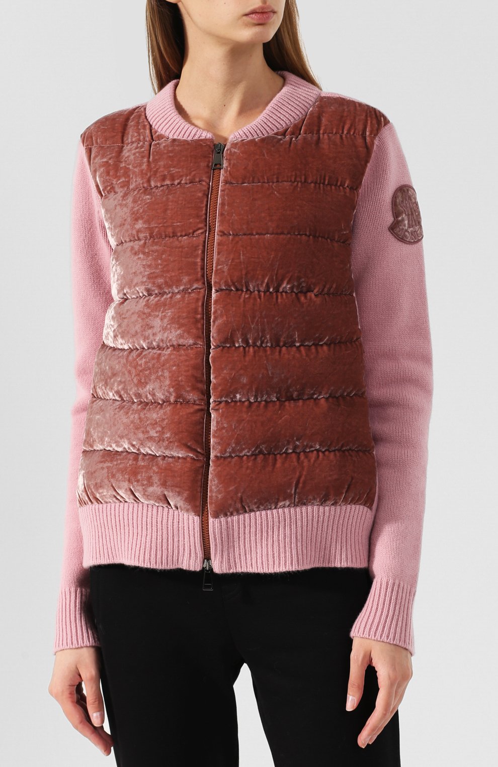 Бомбер из смеси шерсти и кашемира MONCLER розового цвета по цене 69000 руб., арт. D2-093-94908-00-948AE, фото 3 Бомбер из смеси шерсти и кашемира MONCLER, арт. D2-093-94908-00-948AE, фото 3