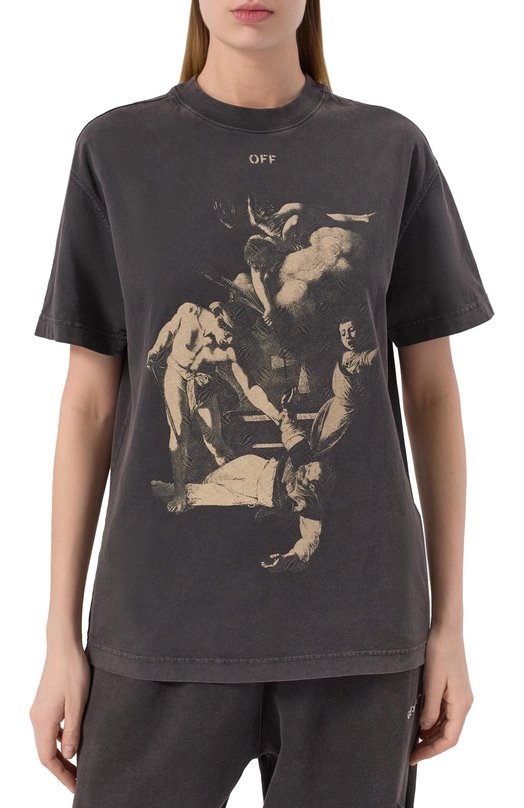 Хлопковая футболка Off-White 0WAA089S25JER00A070B Серый  0WAA089S25JER00A070B Фото 3