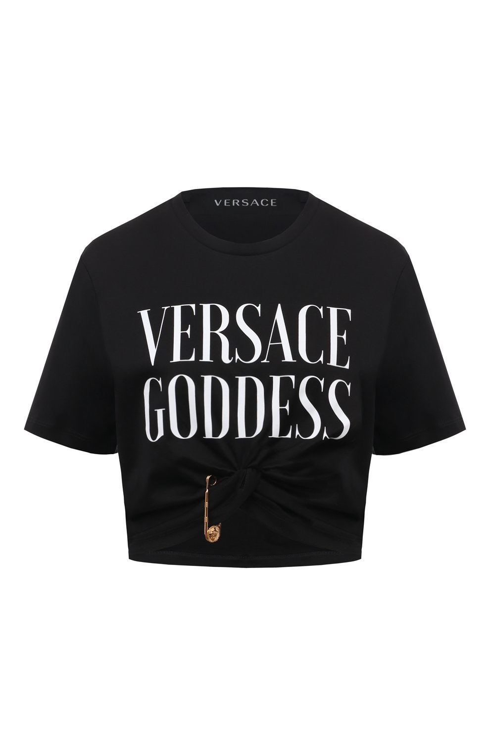 Хлопковая футболка VERSACE черного цвета по цене 69100 руб., арт. 1009137/1A06529, фото 1 Хлопковая футболка VERSACE, арт. 1009137/1A06529, фото 1