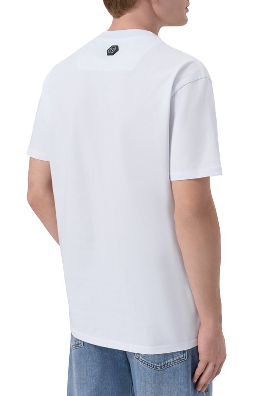 Хлопковая футболка Philipp Plein SAFC MTK8884 PJY002N Белый  SAFC MTK8884 PJY002N Фото 4