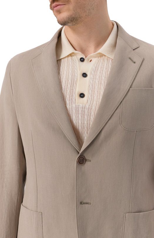 Льняной пиджак Giorgio Armani GM000140/TE10954 Бежевый  GM000140/TE10954 Фото 6