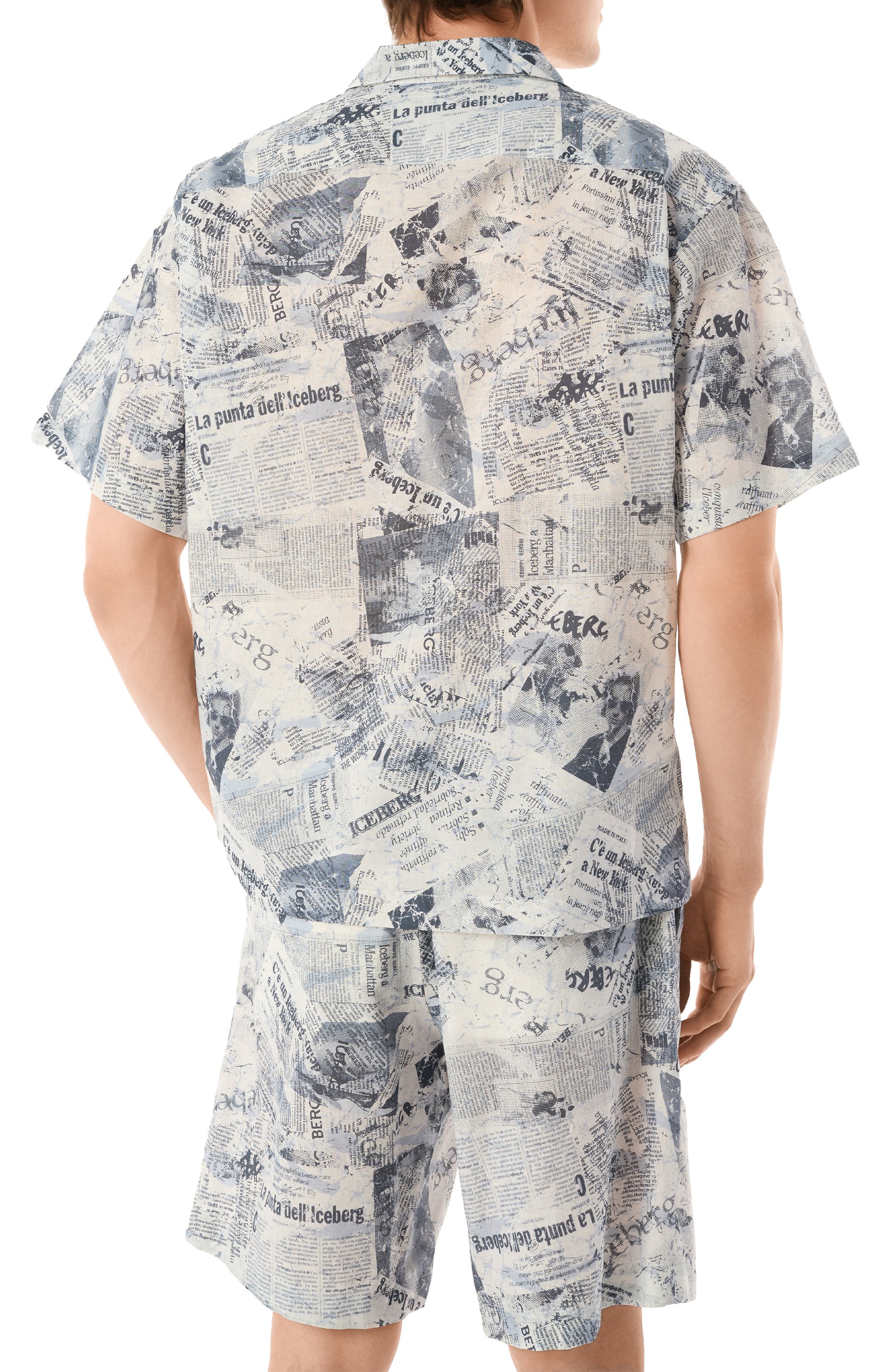 Рубашка изо льна и хлопка ICEBERG голубого цвета по цене 33900 руб., арт. G060/3603, фото 4 Рубашка изо льна и хлопка ICEBERG, арт. G060/3603, фото 4