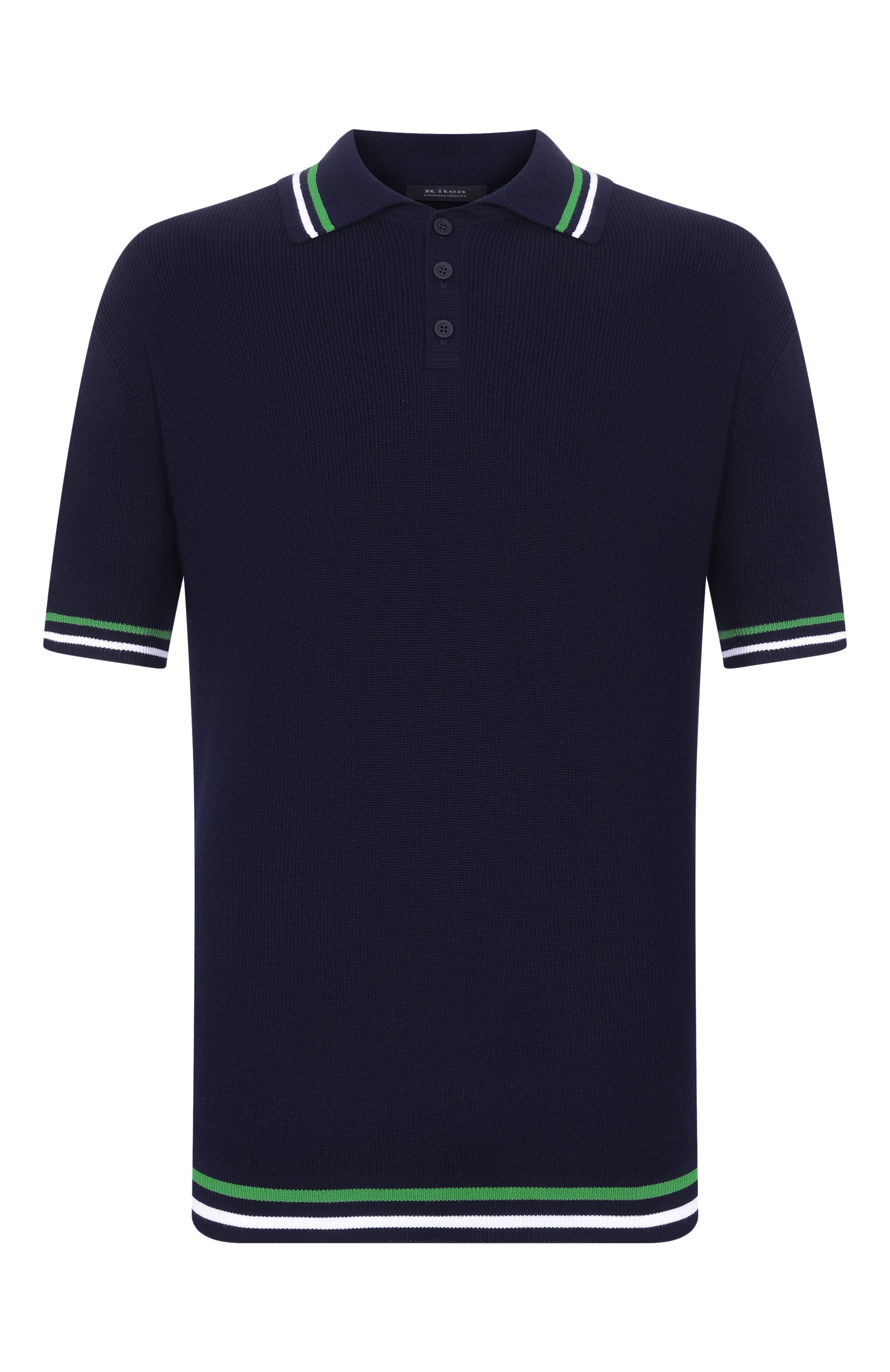 Хлопковое поло KITON темно-синего цвета по цене 120500 руб., арт. UMM0737, фото 1 Хлопковое поло KITON, арт. UMM0737, фото 1