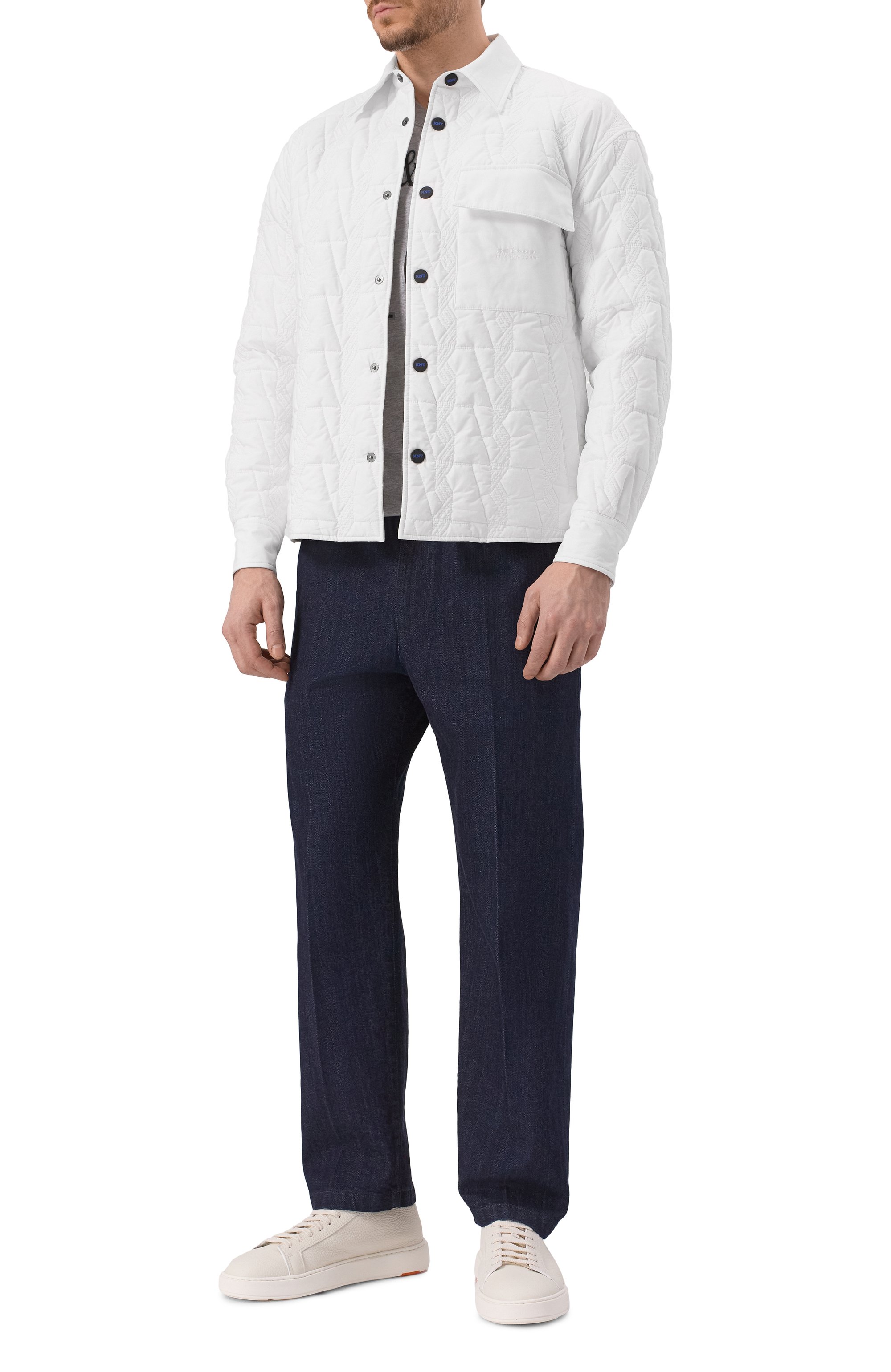 Хлопковая куртка-рубашка KITON белого цвета по цене 255000 руб., арт. UGK097K0753F02, фото 2 Хлопковая куртка-рубашка KITON, арт. UGK097K0753F02, фото 2