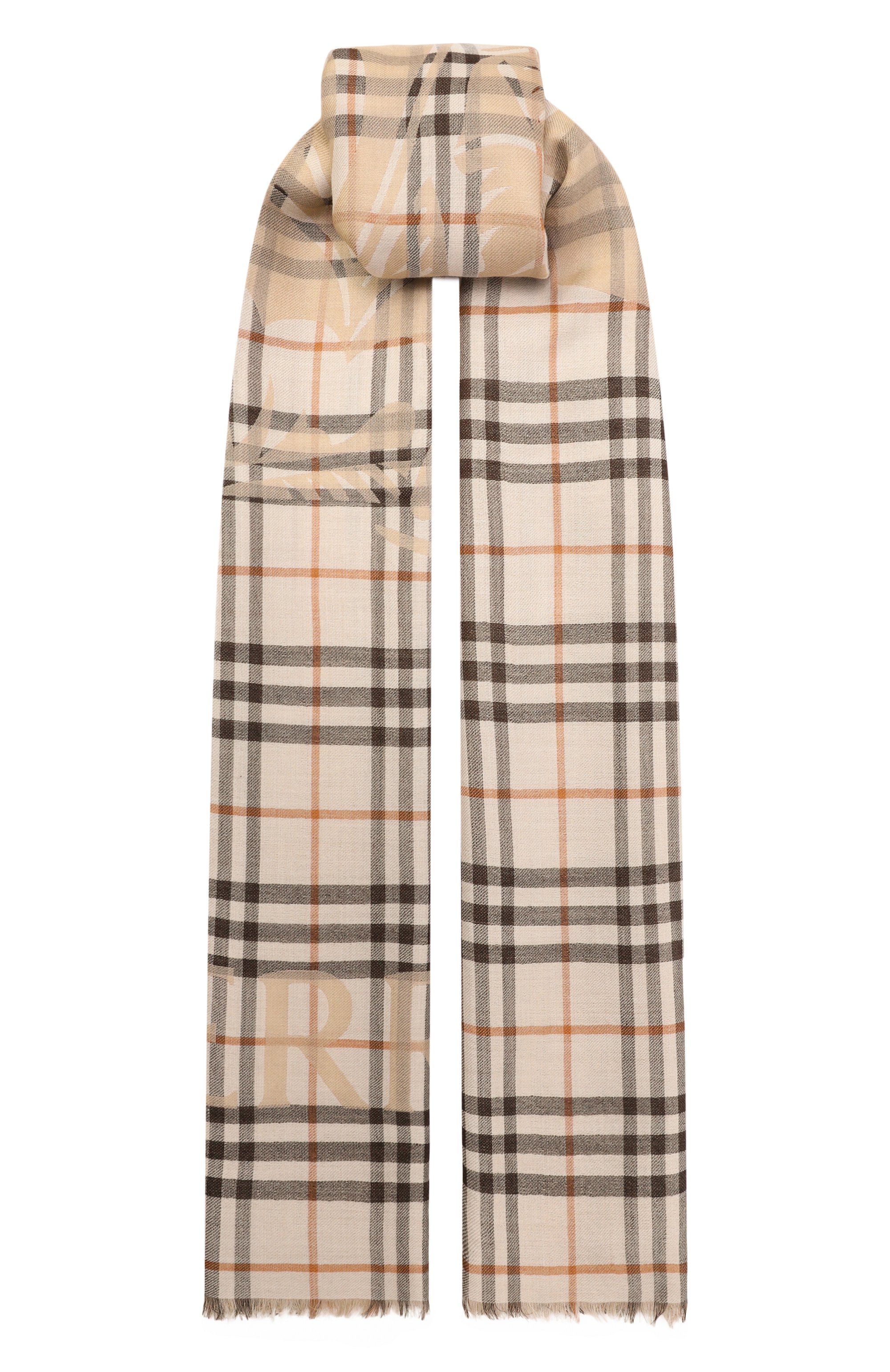 Шарф из шерсти и шелка BURBERRY бежевого цвета по цене 73950 руб., арт. 8117904, фото 1 Шарф из шерсти и шелка BURBERRY, арт. 8117904, фото 1