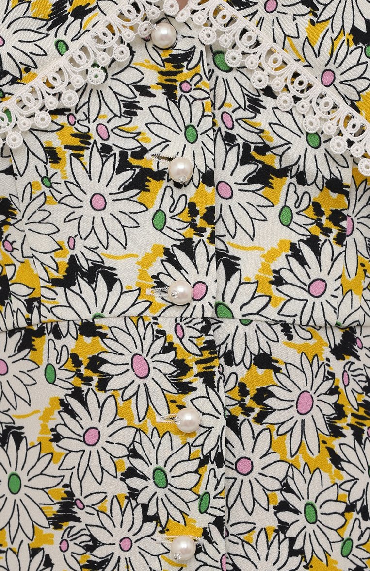 Женское платье из вискозы MIU MIU  цвета, арт. MF4366-1ZP6-F0010 | Фото 5 (Длина Ж (юбки, платья, шорты): Мини; Материал внешний: Вискоза; Рукава: Длинные; Стили: Романтичный; Случай: Повседневный; Женское Кросс-КТ: Платье-одежда; Драгоценные камни: Проставлено; Материал сплава: Проставлено)