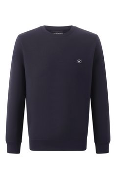 Мужской хлопковый свитшот EMPORIO ARMANI темно-синего цвета, арт. 8N1MD1/1JHSZ | Фото 1 (Драгоценные камни: Проставлено; Рукава: Длинные; Длина (для топов): Стандартные; Материал сплава: Проставлено; Мужское Кросс-КТ: свитшот-одежда; Принт: Без принта; Стили: Спорт-шик; Материал внешний: Хлопок)