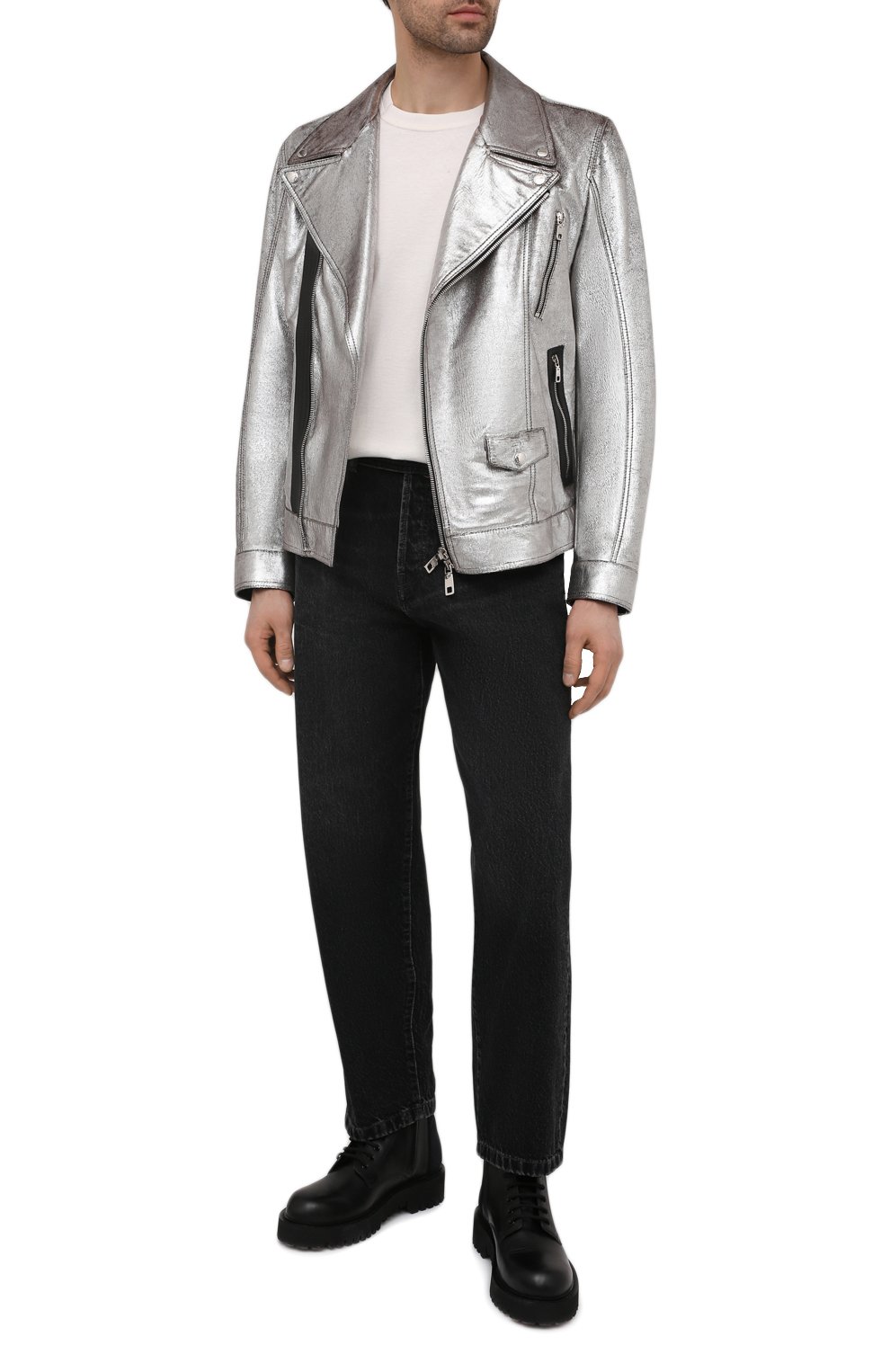 Кожаная куртка DOLCE & GABBANA серебряного цвета по цене 653500 руб., арт. G9UC4L/HULLH, фото 2 Кожаная куртка DOLCE & GABBANA, арт. G9UC4L/HULLH, фото 2