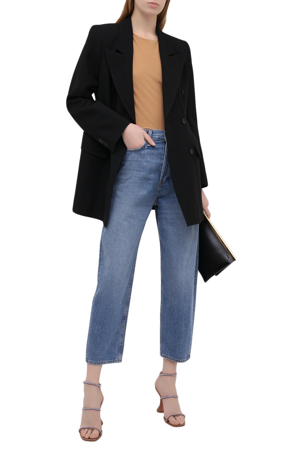 Текстильные босоножки gilda AMINA MUADDI, арт. GILDASANDALFAB/SATIN/NUDE + LIGHT SAPPHIRE CRYSTAL, фото 2