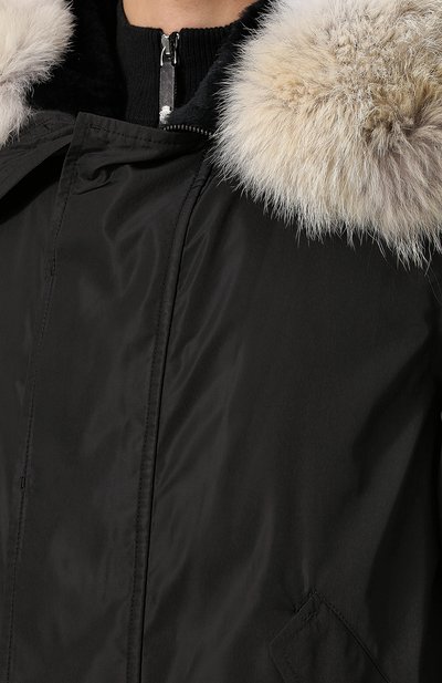 Пуховик на молнии с капюшоном и с подстежкой из меха YVES SALOMON, арт. 8WHV04770N31X, фото 5