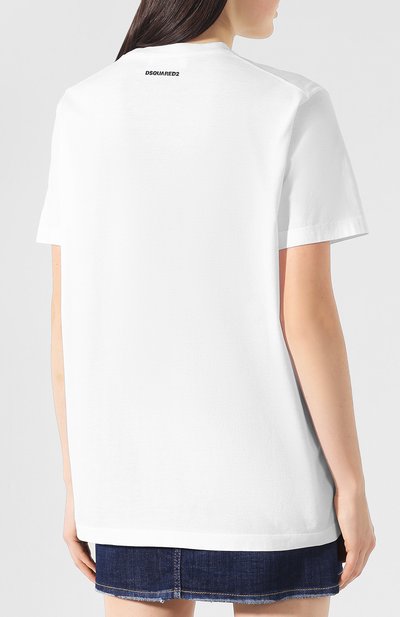 Хлопковая футболка DSQUARED2 белого цвета по цене 24750 руб., арт. S75GC0996/S22427, фото 4 Хлопковая футболка DSQUARED2, арт. S75GC0996/S22427, фото 4