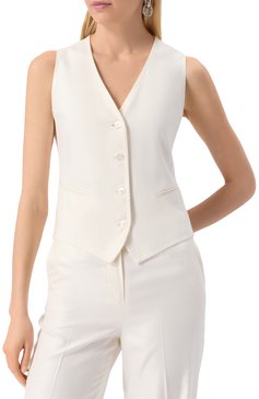Женский жилет из вискозы KITON белого цвета, арт. D47456K0919B01 | Фото 3 (Длина (верхняя одежда): Короткие; Материал внешний: Вискоза; Женское Кросс-КТ: Жилет-одежда; Стили: Кэжуэл; Кросс-КТ: костюм; Автоматизация ТО: Проставлено; Автоматизация состава: Проставлено)