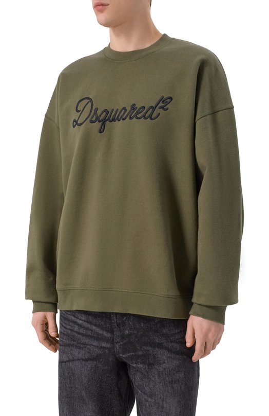 Хлопковый свитшот Dsquared2 S74GU0928/D25029 Хаки  S74GU0928/D25029 Фото 3