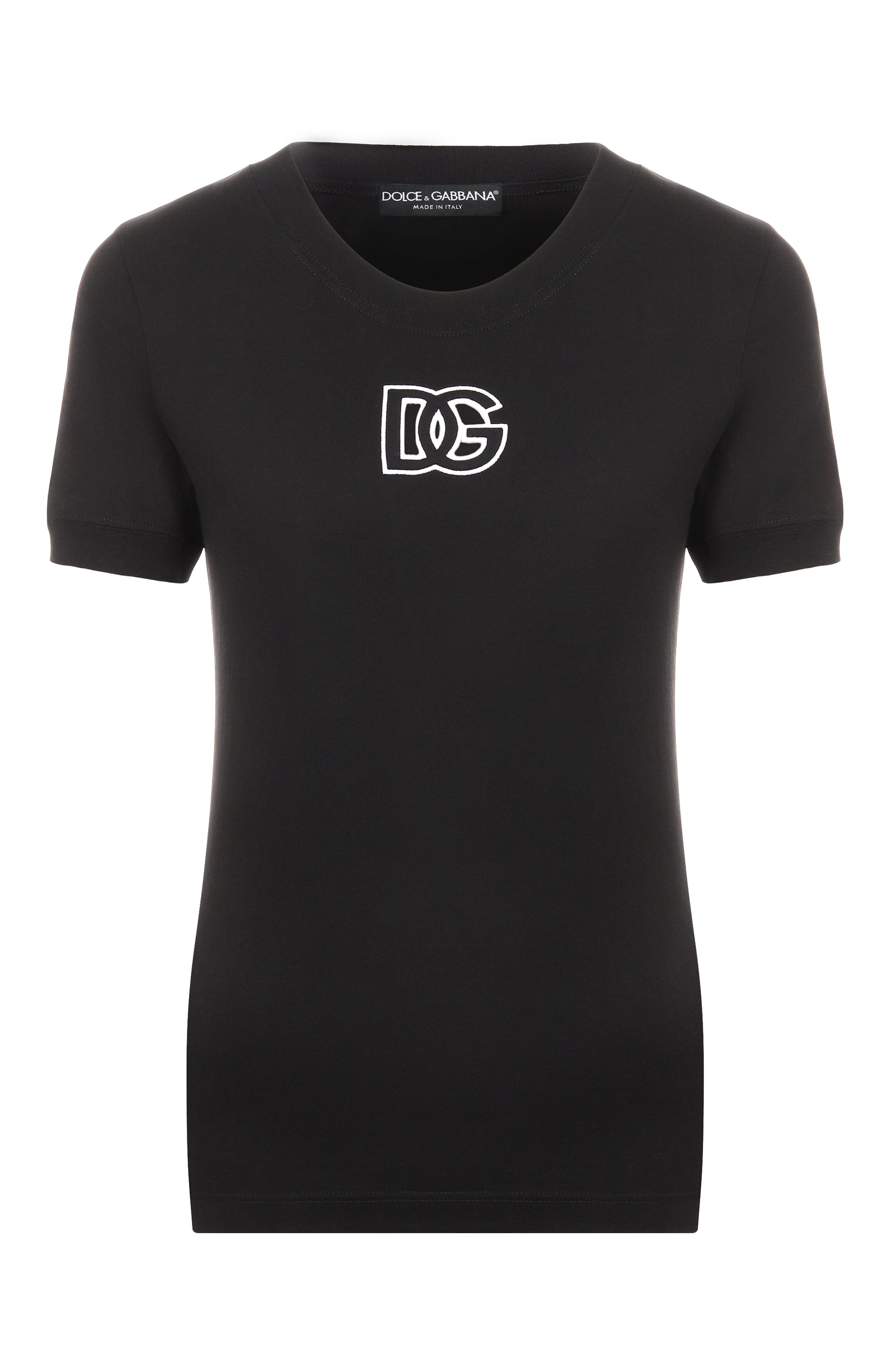 Хлопковая футболка DOLCE & GABBANA черного цвета по цене 62700 руб., арт. F8N08Z/GDC9W, фото 1 Хлопковая футболка DOLCE & GABBANA, арт. F8N08Z/GDC9W, фото 1