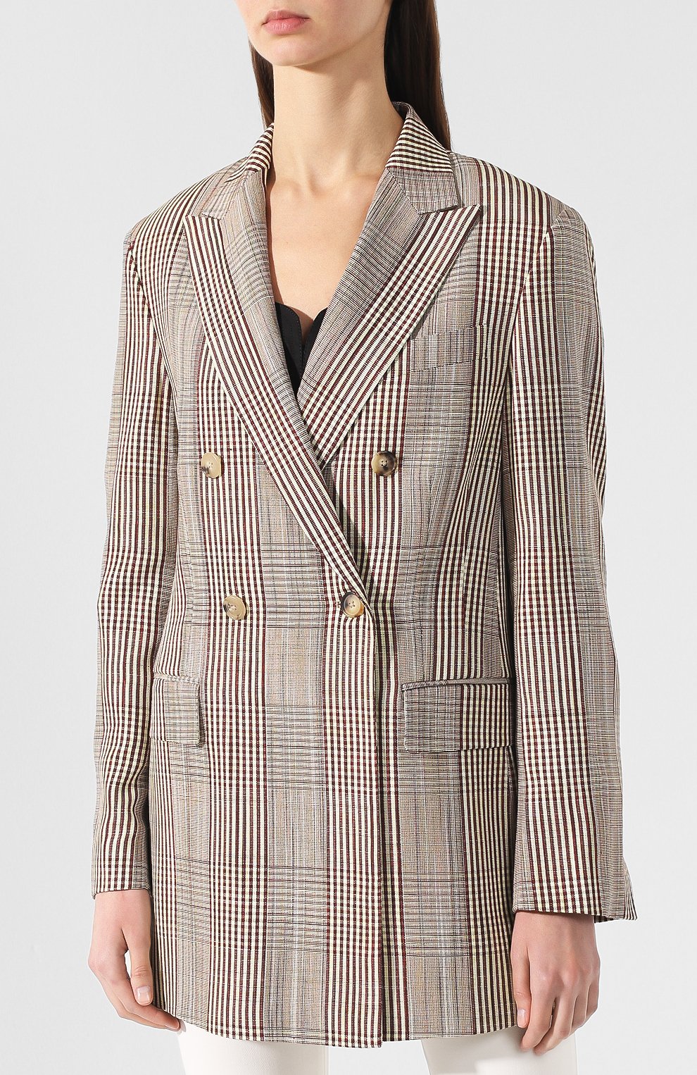 Двубортный жакет GOLDEN GOOSE DELUXE BRAND бежевого цвета по цене 83150 руб., арт. G34WP065.A1, фото 3 Двубортный жакет GOLDEN GOOSE DELUXE BRAND, арт. G34WP065.A1, фото 3