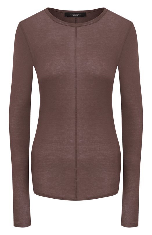 Хлопковый лонгслив Weekend Max Mara VINCITA Коричневый VINCITA