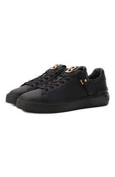 Женские кожаные кеды b-court b-buzz BALMAIN черного цвета, арт. EN1VI738/LCGD | Фото 1 (Материал внешний: Натуральная кожа; Материал внутренний: Натуральная кожа; Подошва: Платформа; Материал утеплителя: Без утеплителя; Кросс-КТ: Низкие; Стили: Кэжуэл)