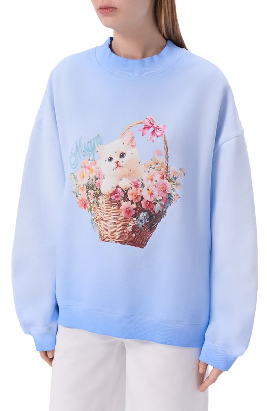 Хлопковый свитшот MSGM 4041MDM139SE/267287 Синий  4041MDM139SE/267287 Фото 3