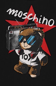 Детская хлопковая футболка MOSCHINO черного цвета, арт. HXM04K/LAA24/4-8 | Фото 3 (Рукава: Короткие; Материал внешний: Хлопок; Мальчики Кросс-КТ: Футболка-одежда; Тематический товар: Teddy Bear; Ростовка одежда: 4 года | 104 см, 5 лет | 110 см, 6 лет | 116 см, 8 лет | 128 см)