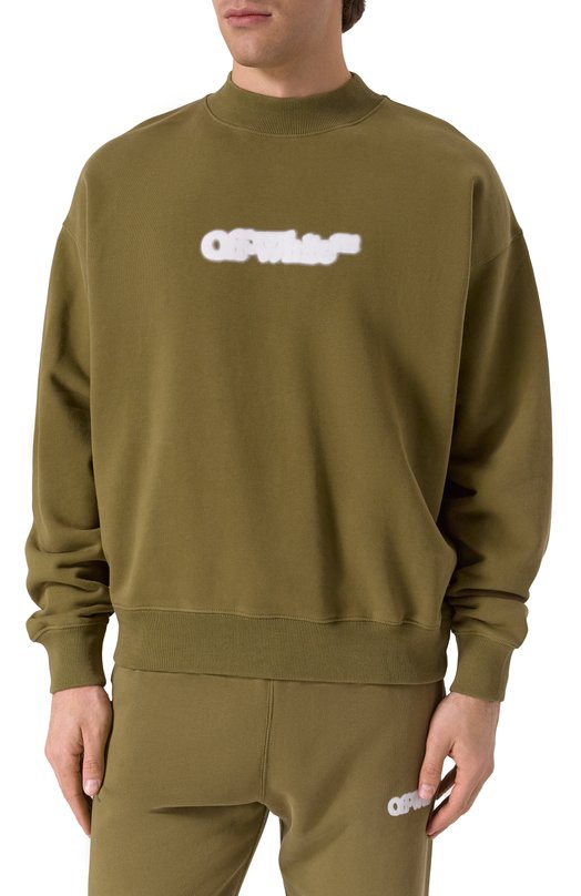 Хлопковый свитшот Off-White 0MBA054S25FLE004 Хаки  0MBA054S25FLE004 Фото 3