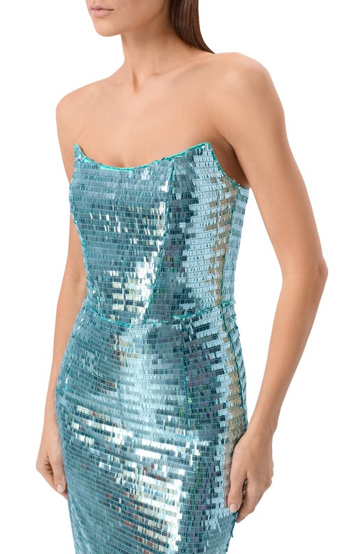 Платье с отделкой пайетками Sasha Kim SK-00001854 Голубой  SK-00001854 Фото 4