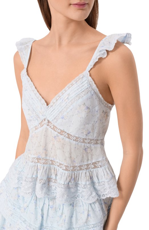 Хлопковый топ Love Shack Fancy T1463-3017 Голубой  T1463-3017 Фото 5