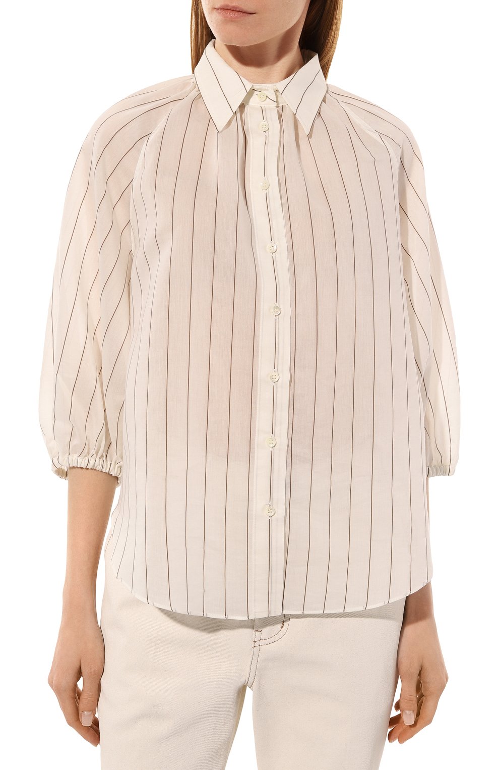 Блузка из хлопка и шелка BRUNELLO CUCINELLI, арт. MH791B1079, фото 3